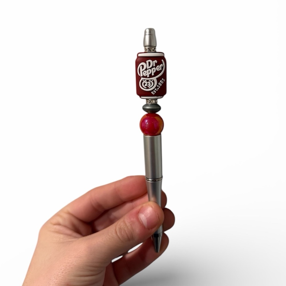 Dr. Pepper Lovers Custom Beaded Pen - Comes With One Pen Refill Extra